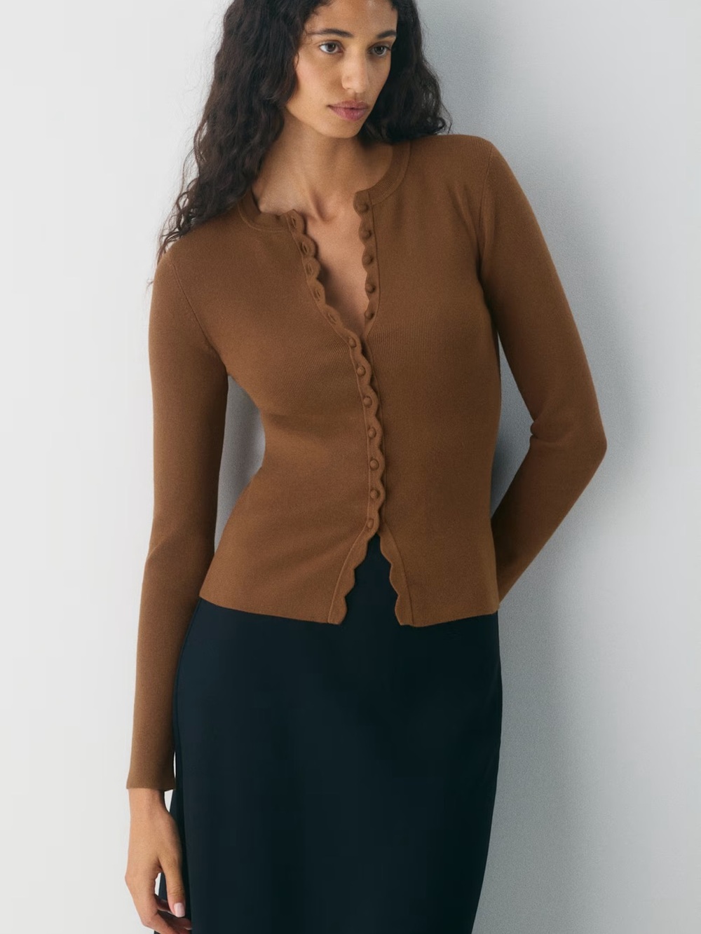 Aritzia Wilfred Shelly Cardigan in Chocolatier Brown